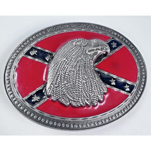 Confederate Eagle Belt Buckle The South Will Rise Again Metal Red Black Novelty